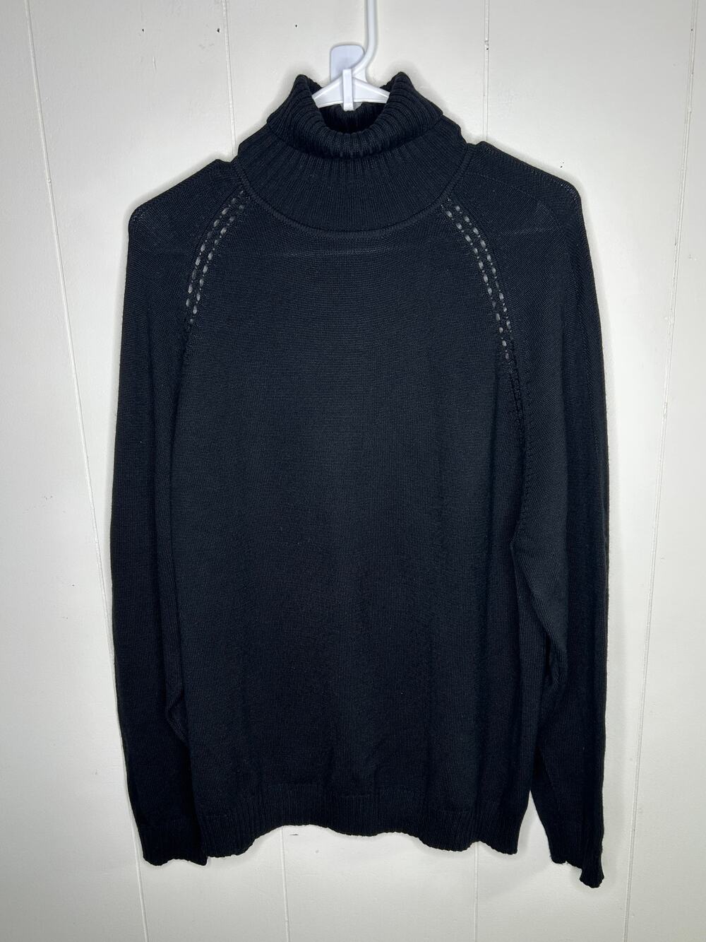 Vintage Perry Ellis Men's Wool Blend Turtleneck Sweater Black Size M
